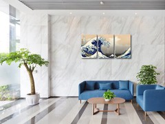 3 Piece Great Wave of Kanagawa Katsushika Hokusai Modern Stretched Canvas Prints