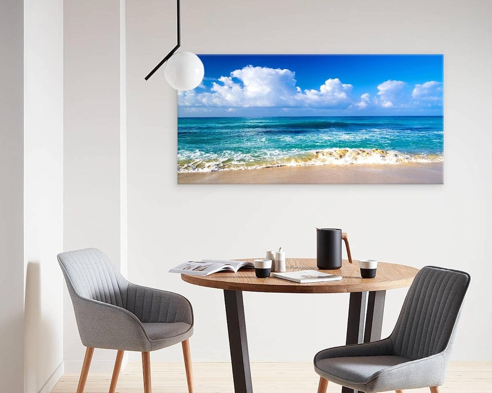 Ocean Seascape Canvas Painting Canvas Wall Art Poster Mural,DIY Framed 24″x48″