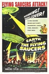 Earth Vs Flying Saucers Movie Poster 24×36 24 x 36 Inch, White