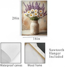 16×20 Lavender and Daisy Bouquet Wall Art Canvas Print