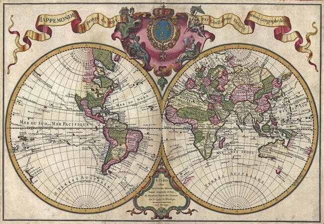 83800 Vintage Historical 1720 Nautical Chart World Map Decor Wall Print Poster
