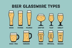 Beer Glassware Types Reference Chart Cool Wall Decor Art Print Poster 12×18