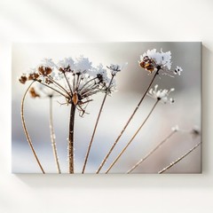 Frosted Wildflower Canvas Minimalist Winter Nature Close-Up When Words Fail,