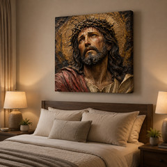 Jesus Crown of Thorns Canvas Wall Art Christian Religious Portrait Faith Home