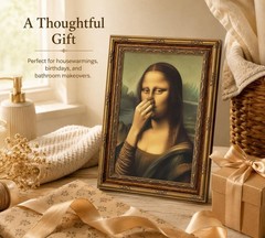 Amusing Vintage Mona Lisa Canvas Wall Art – Perfect for Bathroom Decor 9x11in