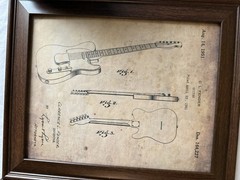 Set of 2 Framed Guitar Patent Prints Fender Les Paul Wall Art Vintage