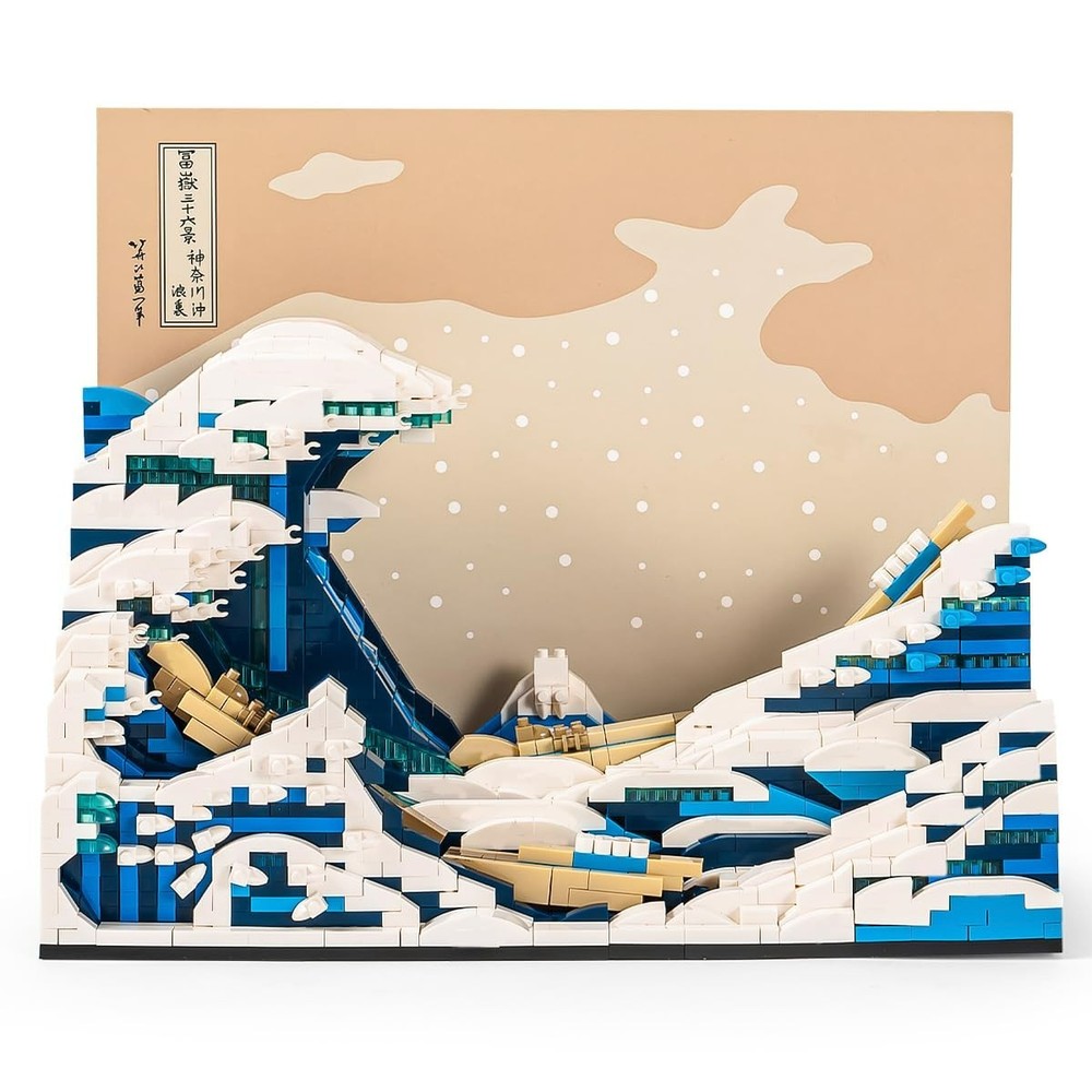 Blocks paint Holusai Great Wave Of Kanagawa Micro Brick Nano Blocks Kit 2296 Pcs
