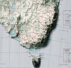 Australia Map, Australia 2D Relief Map, Australia Vintage Map – 2D Flat Print