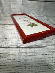 Framed Pic of hand-embroidered wall Art palm tree & the Arabic word for Bahrain