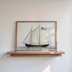 Vintage Sailboat Americana Wall Art | Patriotic Coastal Decor