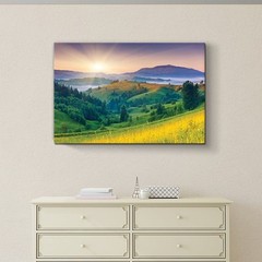 Sunset over lush valley meadow – Canvas Art Home Decor – 24×36 inches