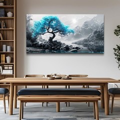 Large Canvas Wall Decor Painting Wall Art For Living Room Decor Blue Tree Bla…