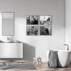 Funny Bathroom Wall Art Set of 4-Black and White Wall Art for Bathroom