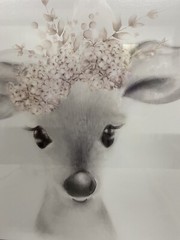 Stupell Industries Sketched Fluffy Deer Flowers, Design by Studio Q White Framed