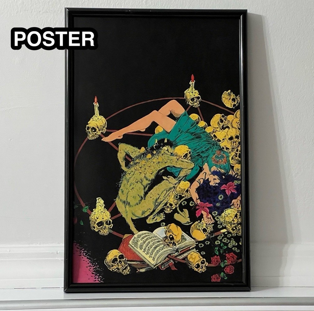 Devil Pinup Girl Horror Pentagram Art Poster Satan Devilish