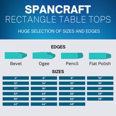 28″ x 36″ Rectangle Tempered Glass Table Top 3/8″ Thick Flat Polish Edge and