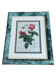 Vintage Botanical Rose Print Forest Green Marble Print Frame, Set of 2 90s Decor