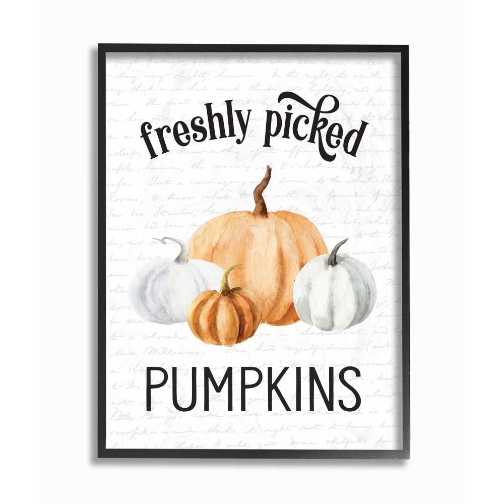 Industries Freshly Picked Pumpkins Autumn Fall Seasonal Design Framed Wall Art