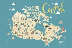 Illustrated Map Canadian Provinces Country Canada Art Print Poster 18×12