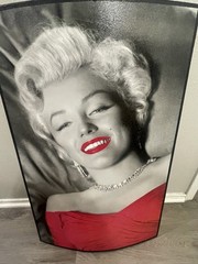 Black And White With Pop Red Wooden Wall Art Texture Face Marilyn Monroe 34×22
