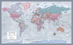 Laminated World Map Poster – Wall Chart Map of Earth – 18″ x 29″ (Purple)