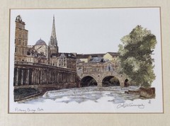 Vintage Zoe Kenway Framed Print Pulteney Bridge, Bath 14.5”x11.5”
