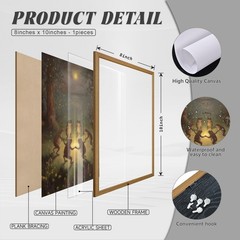 Vintage Whimsical Wall Art Decor Funny Frogs Canvas Poster Moody Animal Bathr…