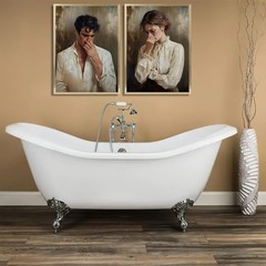 2Pcs Funny Bathroom Canvas Wall Art Toilet Humor Picture Painting Hands Holdi…