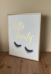 EUC Elegant Glam “Hello Lovely” Black Glitter Gold Framed Wall Art Room Decor
