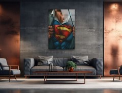 Superman T-shirt Glass Wall Art