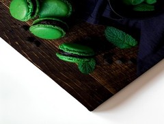 Wall Art Green Macarons Mint Leaves Chocolate Rustic Kitchen Food Poster Print