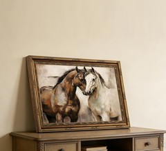 Vintage Gold Framed Horse Wall Art Vintage Horses Painting Picture Wall Decor…