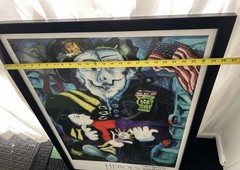 JULIO AGUILERA Heroes Hand Signed Artist Print Framed 36″ x 24″ Abstract USA