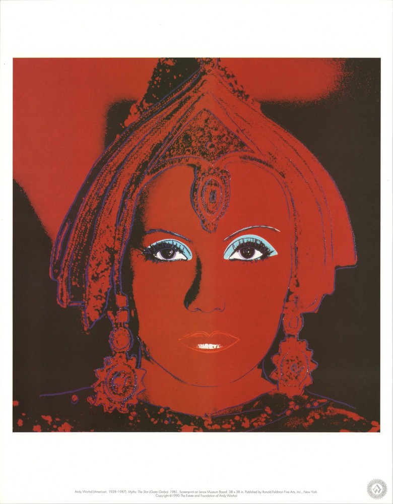ANDY WARHOL Myths: The Star (Greta Garbo) 15.75″ x 12.25″ Poster 1989 Pop Art