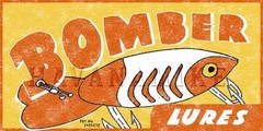 BOMBER LURES Vintage Fishing Tackle Bait Lure Art Print Poster Ad 12×24