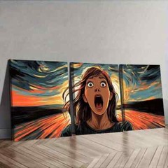 3pcs A Woman Was Screaming Wall Art Canvas Unframed/Framed