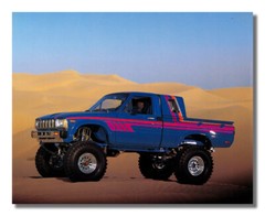 Blue Toyota 4×4 Pickup Truck in Desert Photo Wall Picture 8×10 Art Print