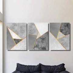 3pcs Grey and Golden Geometric Designs Wall Art Canvas Unframed/Framed