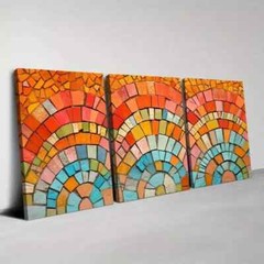 3pcs Charming Colorful Abstract Color Blocks Wall Art Canvas Framed 50x70cm