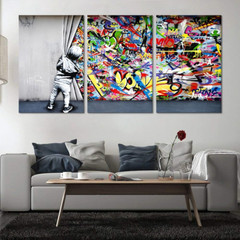 Behind the Curtain Canvas Prints Banksy Graffiti Wall Art Paintings Pop Art Colo