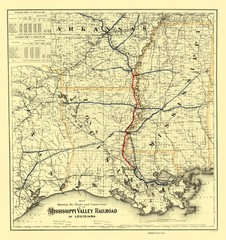Railroad Map – Louisiana Mississippi Valley Railroad – Colton 1882 – Vintage