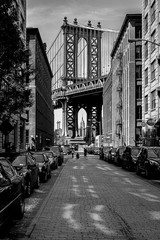 Manhattan Bridge from DUMBO Brooklyn Black and White B&W Photo Poster 24×36