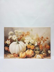 Stretched Canvas Wall Decoration Fall Pumpkin Orange White Pretty Decor 24×36