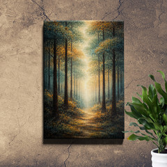 Modern Abstract Earth Tones Forest Painting Framed Canvas Art