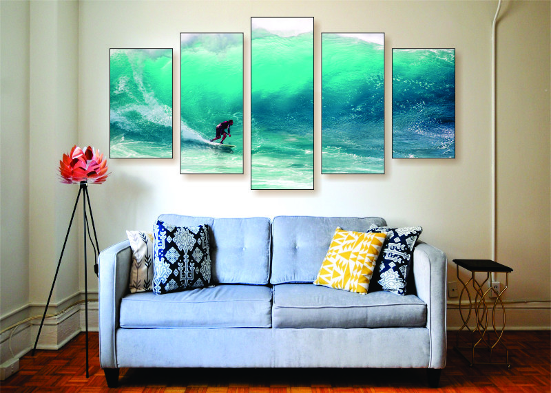 Big Wave Surfing Canvas Print Set – Ready To Hang Beach Wall Art Home Decor