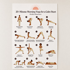 Morning Yoga Art Print 20 Minute Calm Start Routine Wall Decor | Multiple Sizes