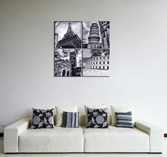 Stunning 4 Panel Canvas Art – European Architecture for Modern Home Decor