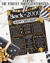 26th Birthday Decorations 2000 Back in 2000 Poster 11×14 Unframed Party Gift