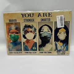 Healthcare Worker Brave Strong Smarter Loved Tin Sign 8×12 in Gift for Nurse New