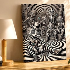Wall Art Creepy Clown Poster Black White Surreal Gothic Horror Carnival Print